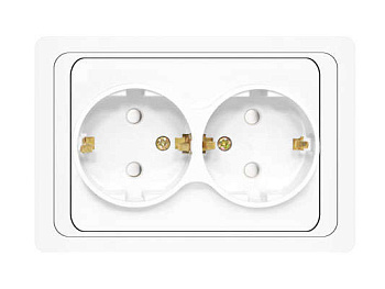 Розетка 2-м СП Валери 16А IP20 с заземл. защ. шторки бел. UNIVersal В0128x