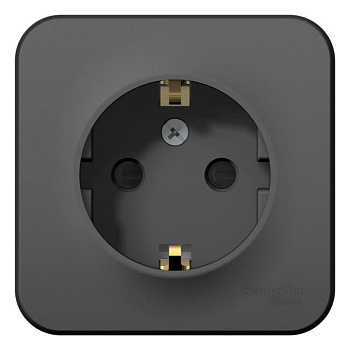 Розетка 1-м ОП Blanca 16А IP20 250В с заземл. защ. шторки с изолир. пластиной антрацит SchE BLNRA011116