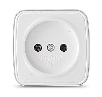 Розетка 1-м ОП Электра 10А IP20 без заземл. бел. Союз 0011 Розетка 1-м ОП Электра 10А IP20 без заземл. бел. Союз 0011