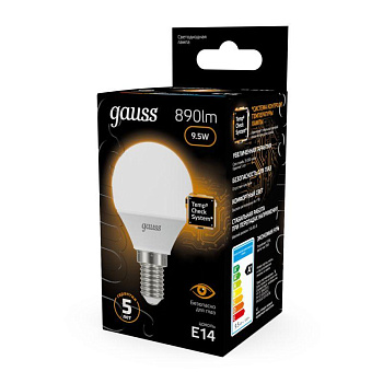 Лампа светодиодная Black Globe E14 9.5Вт 3000К Gauss 105101110 Лампа светодиодная Black Globe E14 9.5Вт 3000К Gauss 105101110