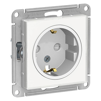 Розетка 1-м СП AtlasDesign Art 16А IP20 с заземл. защ. шторки механизм бел. SchE ATN200145