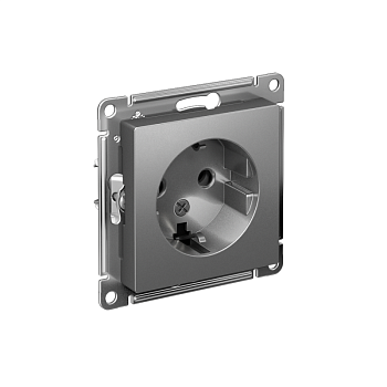 Механизм розетки 1-м СП AtlasDesign 16А IP20 с заземл. сталь SchE ATN000943