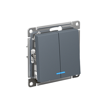 Механизм выключателя 2-кл. СП AtlasDesign 10А IP20 (сх. 5а) 10AX с подсветкой грифель SchE ATN000753