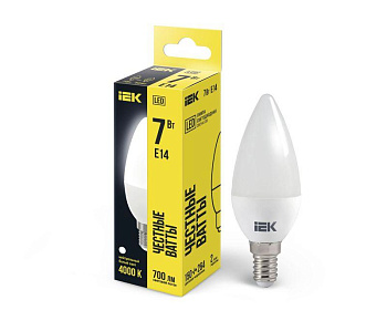 Лампа светодиодная ECO C35 7Вт свеча 4000К E14 230В IEK LLE-C35-7-230-40-E14