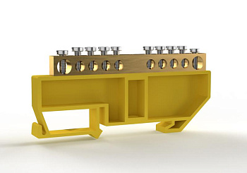 Шина PE "земля" на DIN-изоляторе 6х9мм 10 отвер. латунь TOKOV ELECTRIC TKE-BCB-69-10-DIN/PE  Шина PE "земля" на DIN-изоляторе 6х9мм 10 отвер. латунь TOKOV ELECTRIC TKE-BCB-69-10-DIN/PE