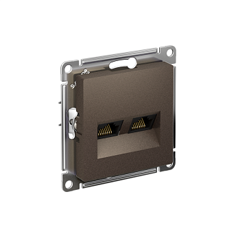 Механизм розетки компьютерной 2-м AtlasDesign RJ45 + RJ45 кат.5e мокко SchE ATN000685