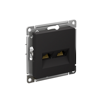 Механизм розетки компьютерной 2-м AtlasDesign RJ45 + RJ45 кат.5e карбон SchE ATN001085