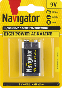 Элемент питания алкалиновый "крона" 94 756 NBT-NE-6LR61-BP1 (блист.1шт) Navigator 94756 Элемент питания алкалиновый "крона" 94 756 NBT-NE-6LR61-BP1 (блист.1шт) Navigator 94756