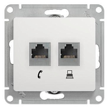 Механизм розетки комп. + телеф. 2-м СП Glossa RJ11 + RJ45 бел. SchE GSL000185 Механизм розетки комп. + телеф. 2-м СП Glossa RJ11 + RJ45 бел. SchE GSL000185
