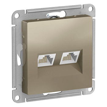Розетка компьютерная 2-м AtlasDesign RJ45 кат.5E механизм шампань SchE ATN000585 Розетка компьютерная 2-м AtlasDesign RJ45 кат.5E механизм шампань SchE ATN000585