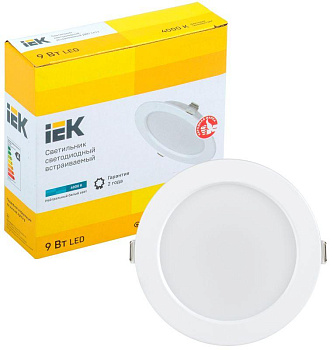 Светильник светодиодный ДВО 1612 9Вт 4000К IP20 круг бел. IEK LDVO0-1612-09-4000-K01 Светильник светодиодный ДВО 1612 9Вт 4000К IP20 круг бел. IEK LDVO0-1612-09-4000-K01