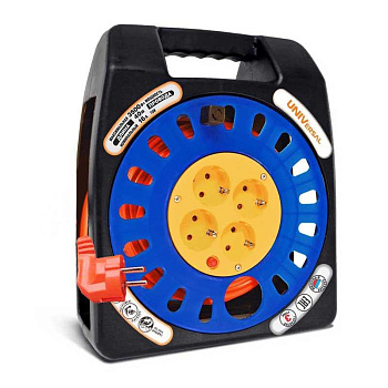 Удлинитель силовой 4х40м с заземл. 10А IP20 У16-012 термо ПВС 3х1 в закрытом корпусе защ. шторки UNIVersal 1675