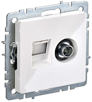 Розетка компьютерная + телевизионная 2-м Brite РТВ/РК12-БрБ RJ45 кат.5E + TV бел. IEK BR-AK20-1-K01 Розетка компьютерная + телевизионная 2-м Brite РТВ/РК12-БрБ RJ45 кат.5E + TV бел. IEK BR-AK20-1-K01