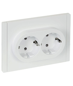 Розетка 2-м СП FORTE&PIANO FP224 16А с заземл. без защ. шторок безвинт. крепл. бел. IEK FP-R21-16-1-K01