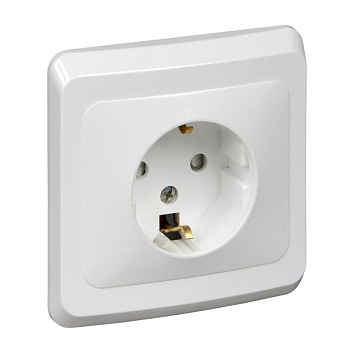 Розетка 1-м СП Этюд 16А IP20 250В с заземл. защ. шторки бел. SchE PC16-004B