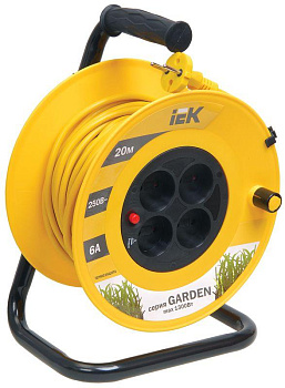 Удлинитель на катушке 4х20м без заземл. 6А IP20 УК20 "Garden" с термозащ. 2х0.75 IEK WKP23-06-04-20 Удлинитель на катушке 4х20м без заземл. 6А IP20 УК20 "Garden" с термозащ. 2х0.75 IEK WKP23-06-04-20