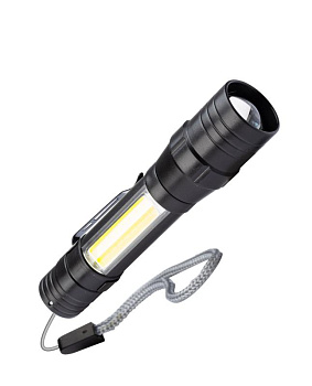 Фонарь ручной аккум. 1ВтLED+5ВтCOB линза зум Li-ion 18650 1000мА.ч корпус ABS-пластик USB-шнур КОСМОС KOS113Lit Фонарь ручной аккум. 1ВтLED+5ВтCOB линза зум Li-ion 18650 1000мА.ч корпус ABS-пластик USB-шнур КОСМОС KOS113Lit