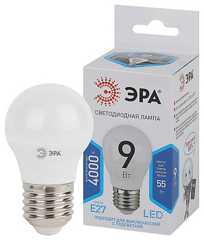 Лампа светодиодная P45-9w-840-E27 шар 720лм ЭРА Б0029044 Лампа светодиодная P45-9w-840-E27 шар 720лм ЭРА Б0029044