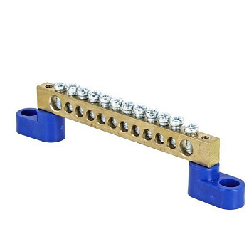 Шина нулевая N 8х12 12 отвер. латунь 2 син. угловых изолятора PROxima EKF sn0-125-12-2 