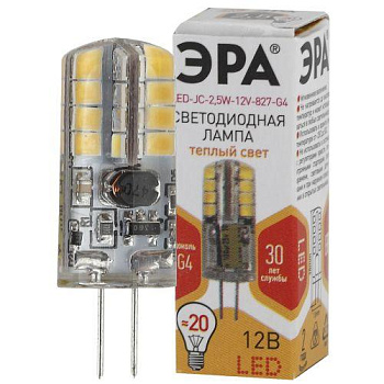 Лампа светодиодная LED-JC-2.5W-12V-827-G4 200лм ЭРА Б0033191