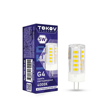 Лампа светодиодная 5Вт Capsule 4000К G4 220-240В TOKOV ELECTRIC TKE-G4-5-4K Лампа светодиодная 5Вт Capsule 4000К G4 220-240В TOKOV ELECTRIC TKE-G4-5-4K