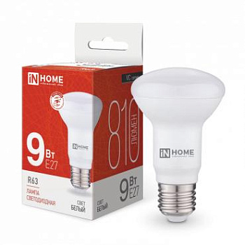 Лампа светодиодная LED-R63-VC 9Вт 230В E27 4000К 810лм IN HOME 4690612024325