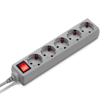 Удлинитель с сетевым фильтром 5х5м с заземл. 7А IP20 500SL-5-G CCA 2200Вт сер. BURO 354127