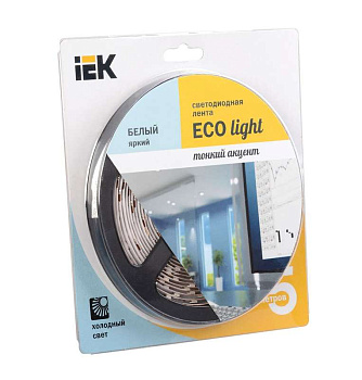Лента светодиодная ECO LED LSR-3528W60-4.8-IP20-12V 5Вт/м (уп.5м) бел. IEK LSR1-2-060-20-1-05