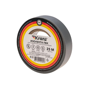 Изолента ПВХ 0.13х19мм 25м сер. Kranz KR-09-2208 Изолента ПВХ 0.13х19мм 25м сер. Kranz KR-09-2208