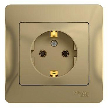 Розетка 1-м СП Glossa 16А IP20 с заземл. в сборе титан SchE GSL000442
