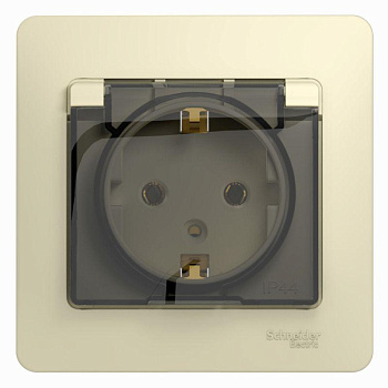 Розетка 1-м СП Glossa 16А IP20 с заземл. защ. шторки с крышкой в сборе беж. SchE GSL000246