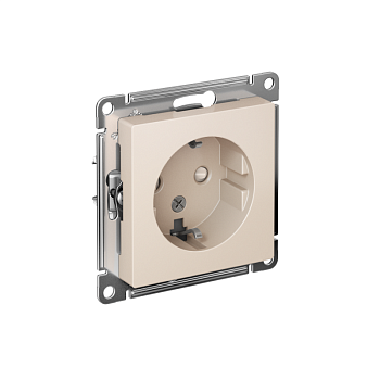 Механизм розетки 1-м СП AtlasDesign 16А IP20 с заземл. защ. шторки беж. SchE ATN000245