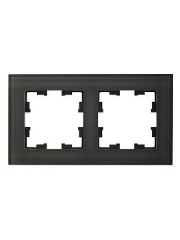 Рамка 2-м BRITE РУ-2-2-БрД стекло дым. IEK BR-M22-G-K30