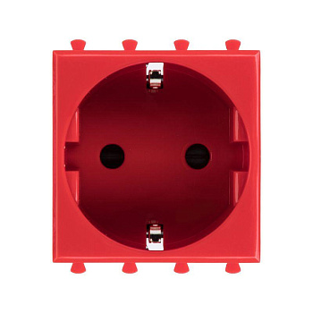 Розетка 1-м 2мод. Avanti "Красный квадрат" 16А IP20 2P+E защ. шторки красн. DKC 4401002