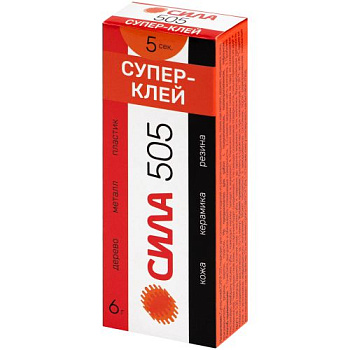 Супер-клей 6г пластик туба в кор. СИЛА Б0033120