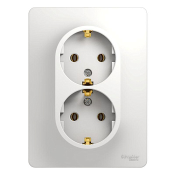 Розетка 2-м СП Glossa 16А IP20 с заземл. в сборе бел. SchE GSL000124