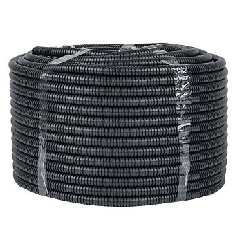 Труба гофрированная d16мм с протяжкой безгалоген. трудногорючая (FRHF) черн. (уп.100м) Plast EKF FRHF-16