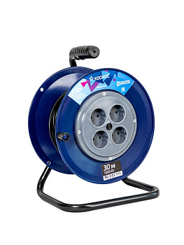 Удлинитель на катушке 4х30м 6А ПВС 2х0.75 Космос YKKsm30m-4g(6A)