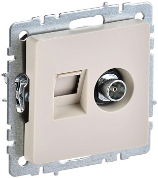 Розетка компьютерная + телевизионная 2-м Brite РТВ/РК12-БрКр RJ45 кат.5E + TV беж. IEK BR-AK20-1-K10 Розетка компьютерная + телевизионная 2-м Brite РТВ/РК12-БрКр RJ45 кат.5E + TV беж. IEK BR-AK20-1-K10