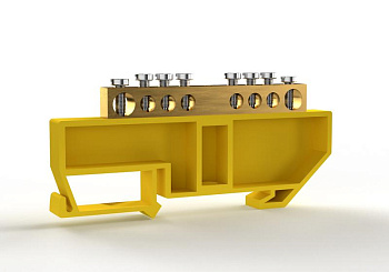 Шина PE "земля" на DIN-изоляторе 6х9мм 8 отвер. латунь TOKOV ELECTRIC TKE-BCB-69-8-DIN/PE 