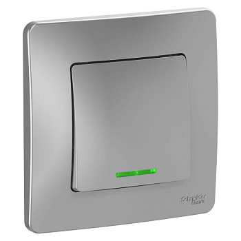 Выключатель 1-кл. СП Blanca 10А IP20 (сх. 1) 250В с подсветкой алюм. SchE BLNVS010113