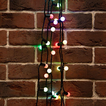 Гирлянда "Мультишарики" 20м d17.5мм 200LED RGB провод черн. ПВХ 58Вт 220В IP44 Neon-Night 303-509