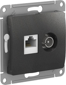 Розетка компьютерная + телевизионная 2-м Glossa RJ45 кат.5E + TV механизм антрацит SchE GSL000789 Розетка компьютерная + телевизионная 2-м Glossa RJ45 кат.5E + TV механизм антрацит SchE GSL000789