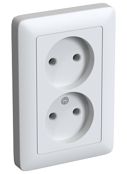 Розетка 2-м СП Хит 16А IP21 без заземл. без защ. шторок бел. SchE RS16-235-B