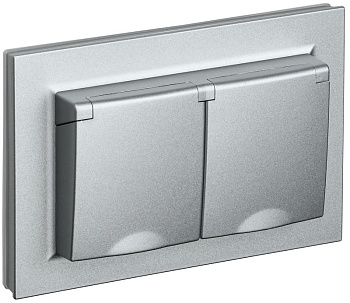 Розетка 2-м СП BRITE РСбш12-3-44-БрА 16А в сборе IP44 с крышкой алюм. IEK BR-R26-16-44-K47-F