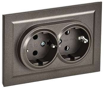 Розетка 2-м СП BRITE РС12-3-БрТБ 16А в сборе с заземл. без защ. шторок бронза IEK BR-R21-16-K45-F