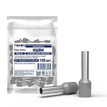 Наконечник штыревой втулочный изолированный НШВИ 4.0-12 TOKOV ELECTRIC TKE-NSVI-4.0-12-C06/100 Наконечник штыревой втулочный изолированный НШВИ 4.0-12 TOKOV ELECTRIC TKE-NSVI-4.0-12-C06/100