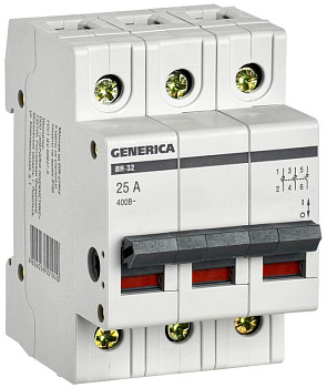 Выключатель нагрузки (мини-рубильник) 3п ВН-32 25А GENERICA IEK MNV15-3-025