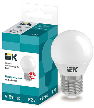 Лампа светодиодная ECO G45 9Вт шар 4000К E27 230В IEK LLE-G45-9-230-40-E27 Лампа светодиодная ECO G45 9Вт шар 4000К E27 230В IEK LLE-G45-9-230-40-E27