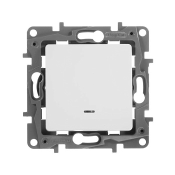 Механизм выключателя 1-кл. СП Etika 10А IP20 250В 10AX с подсветкой / индикацией безвинт. зажимы бел. Leg 672203